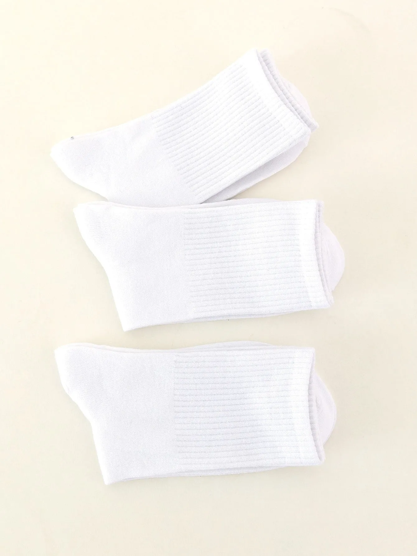 3pairs Women Solid White Ribbed Crew Socks for Women Cute Socks Casual Socks Fun