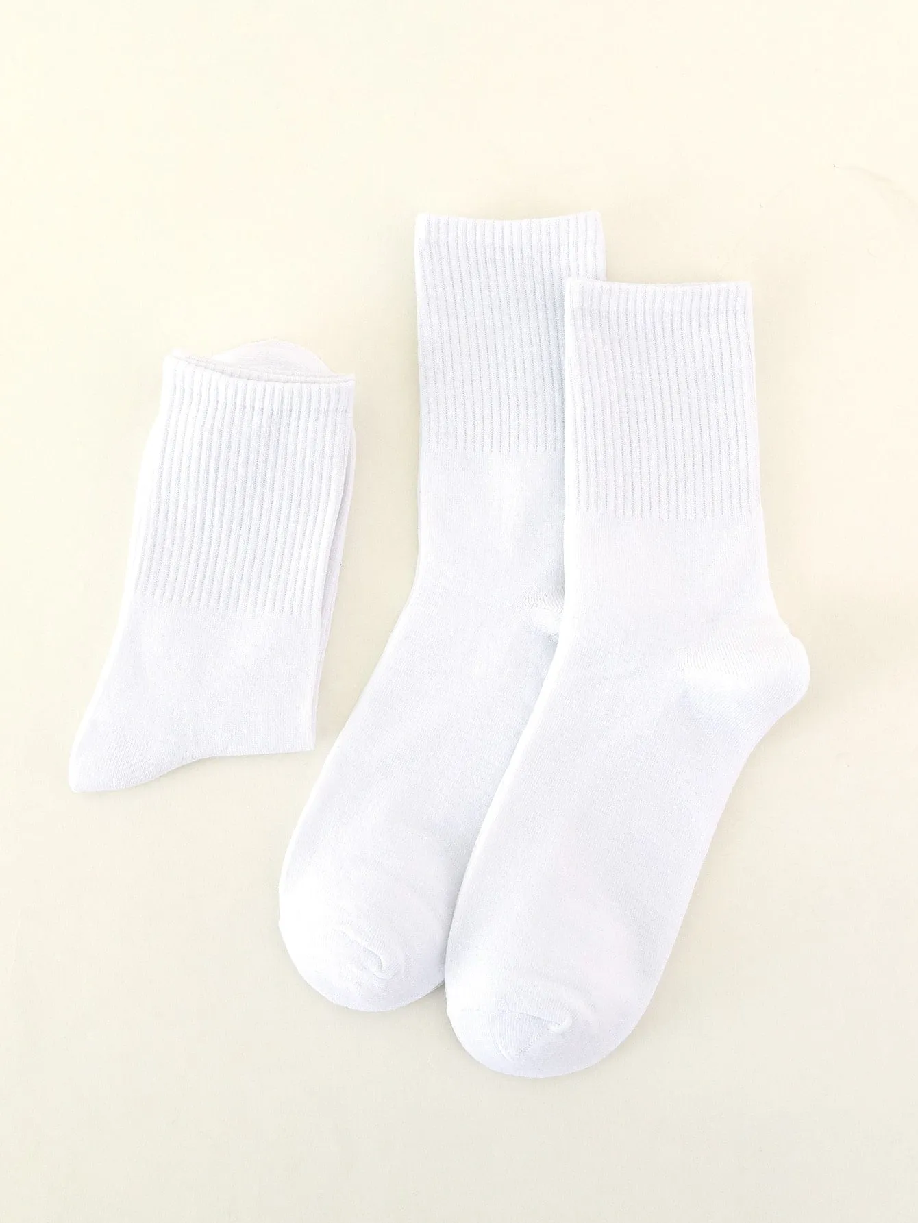 3pairs Women Solid White Ribbed Crew Socks for Women Cute Socks Casual Socks Fun