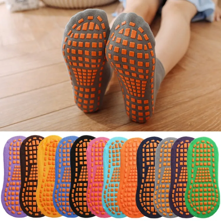 4pairs Trampoline Socks Dotted Rubber Non-slip Floor Socks Yoga Socks, Size:  5-12 Years Old(Black)