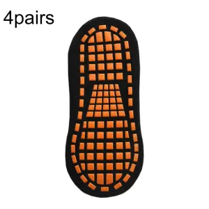 4pairs Trampoline Socks Dotted Rubber Non-slip Floor Socks Yoga Socks, Size:  5-12 Years Old(Black)