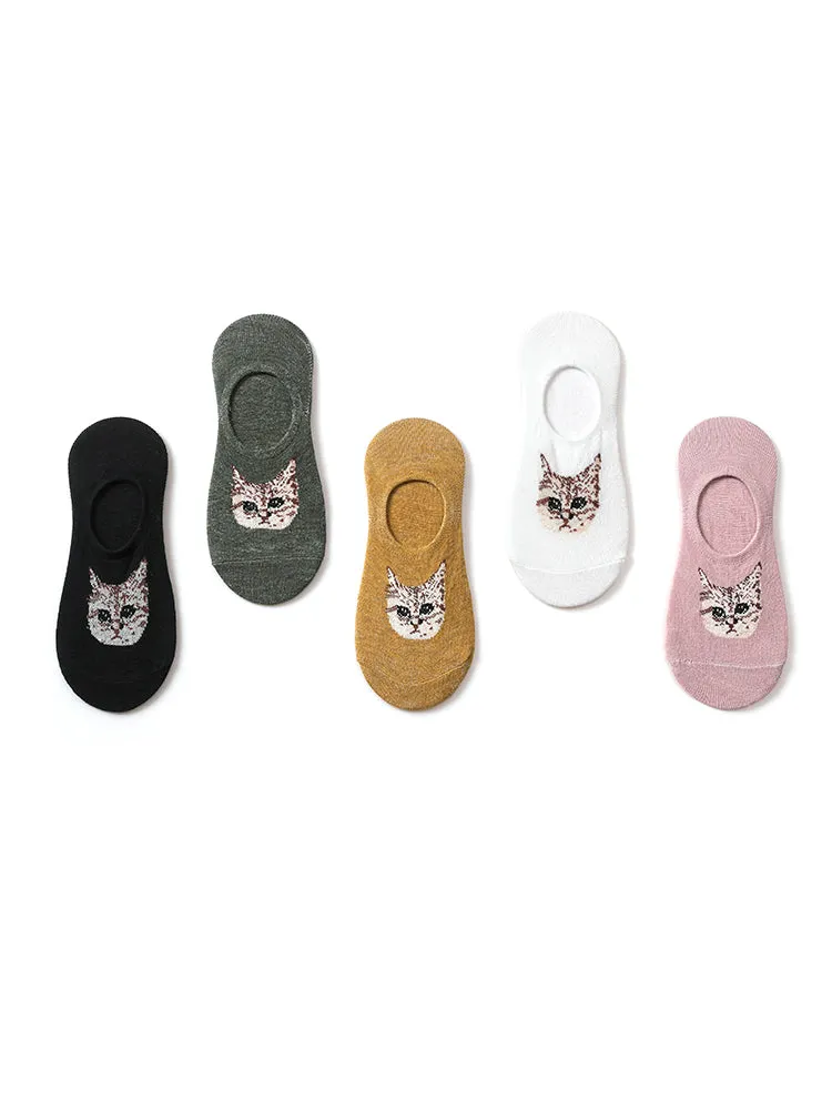 5 Pairs Cute Cats Invisible Socks