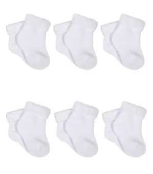 6-Pack Organic Baby Neutral White Wiggle Proof® Ankle Bootie Socks