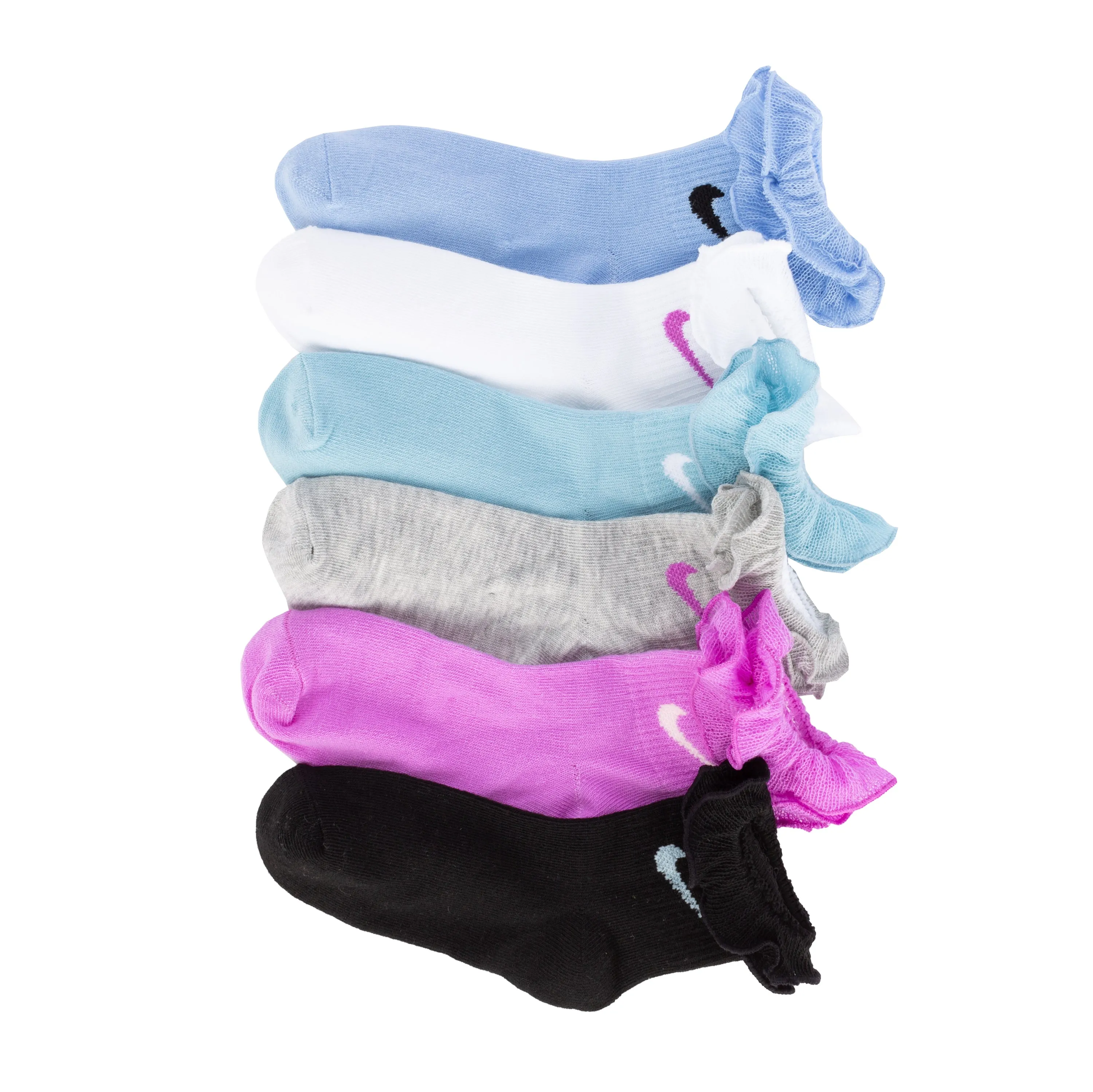 6 Pack X-Small Ruffle Ankle Sock