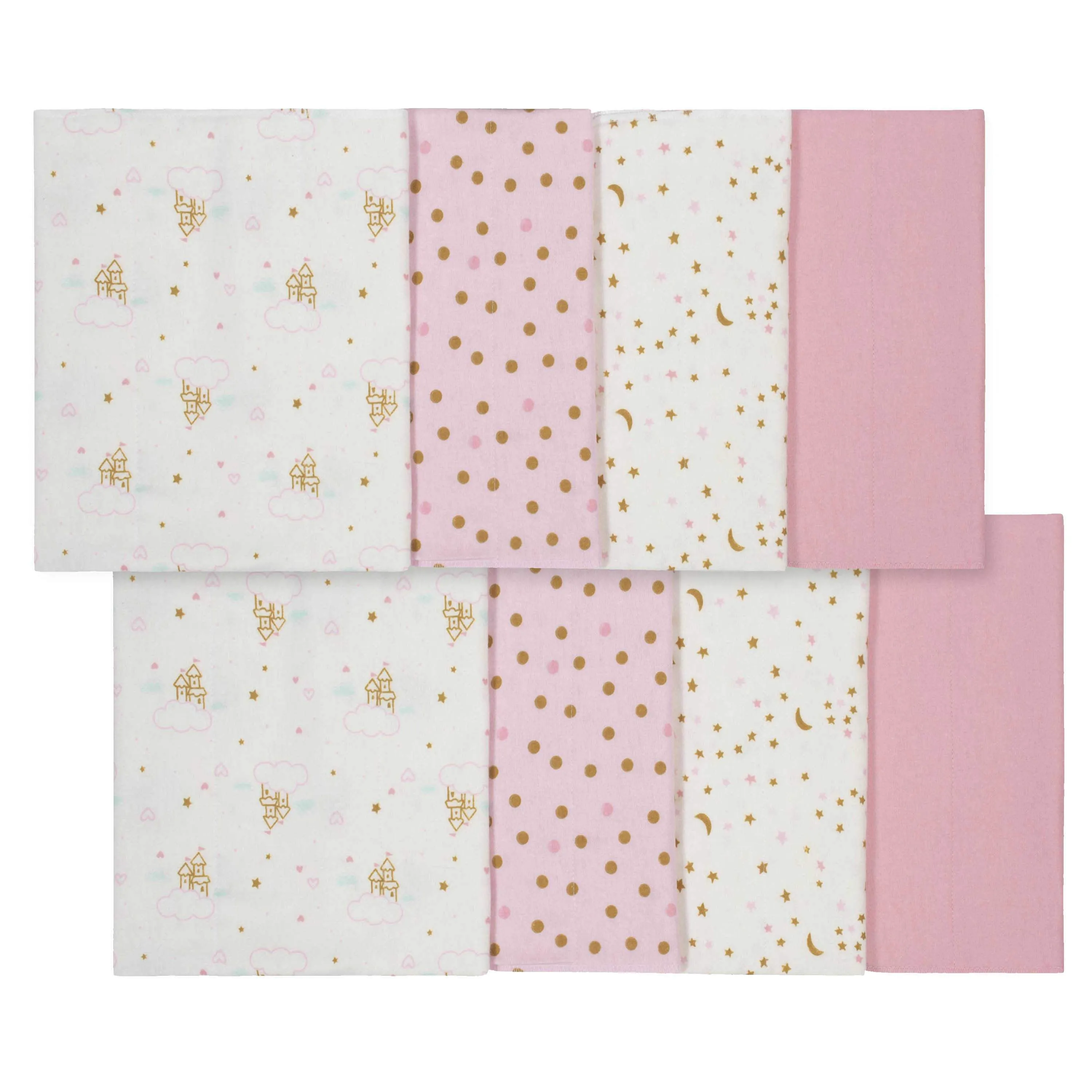 8-Pack Baby Girls Castle Burp Cloths