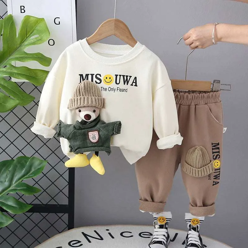 Adorable Cotton Fluffy Anime Bear Long sleeves Shirt and Pants