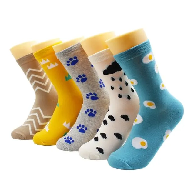 Animal Print Women Socks Cute Cartoon Cat Dog Duck Girl Socks