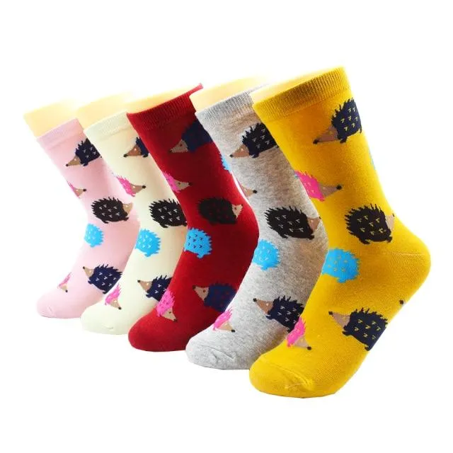 Animal Print Women Socks Cute Cartoon Cat Dog Duck Girl Socks