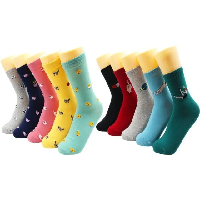 Animal Print Women Socks Cute Cartoon Cat Dog Duck Girl Socks