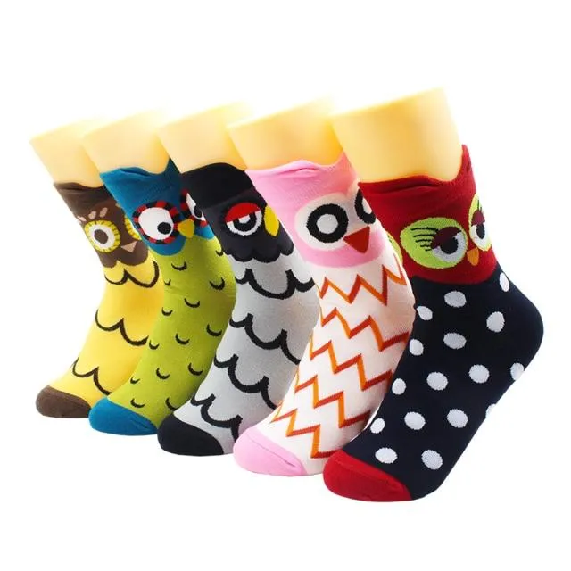 Animal Print Women Socks Cute Cartoon Cat Dog Duck Girl Socks