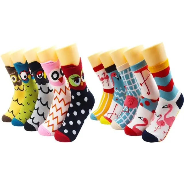 Animal Print Women Socks Cute Cartoon Cat Dog Duck Girl Socks