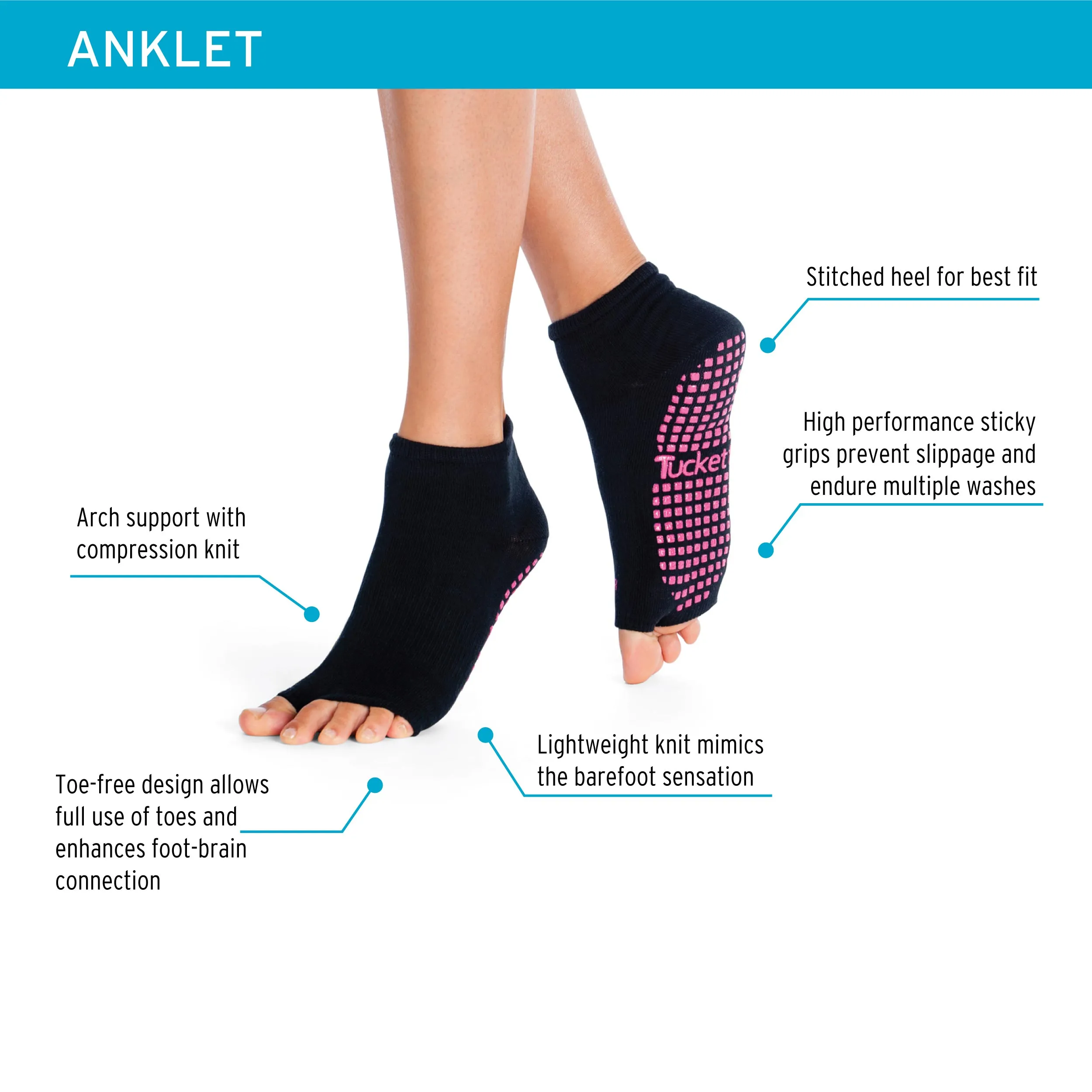 Anklet - Classic Black  - Grip Socks