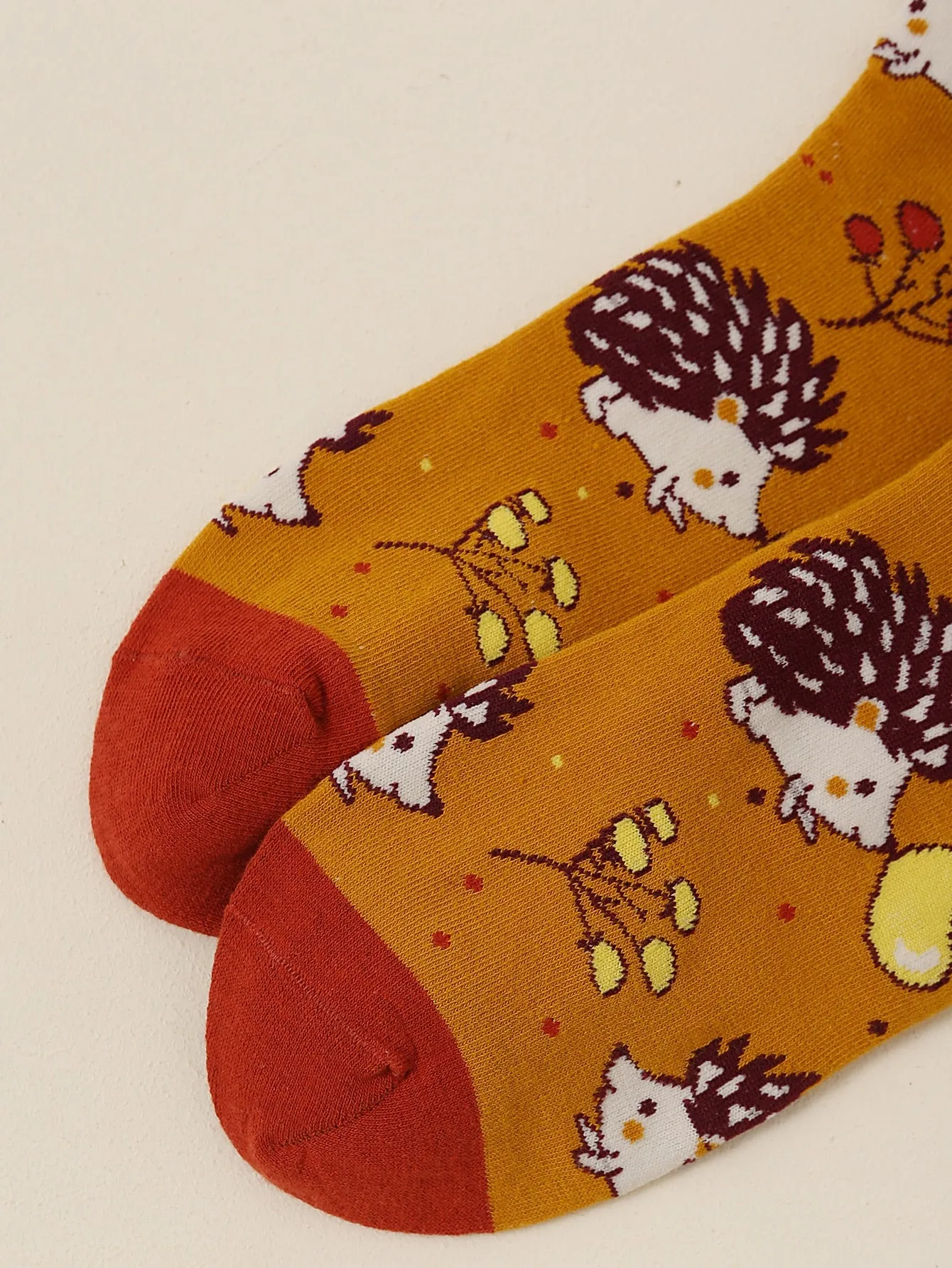 Apple and Hedgehog Crew Socks Funny Socks for Men Novelty Socks Funky Socks Gift