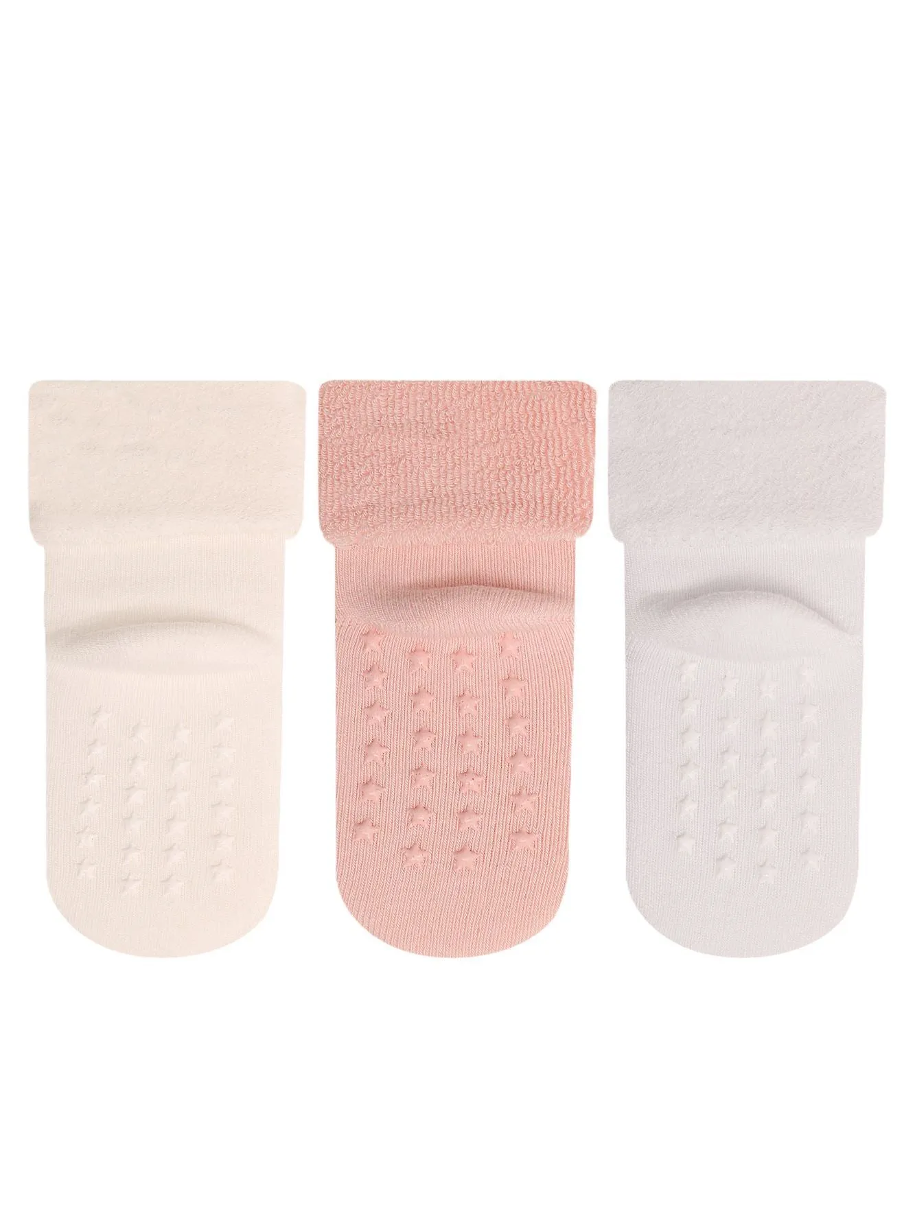 Baby Girl Anti-Slip Terry Socks Pink Plain 3Pk (6-36mths)