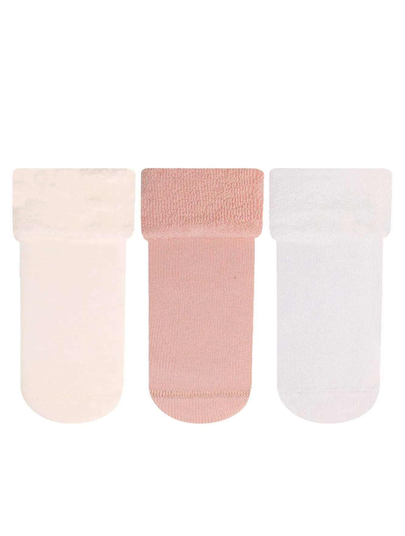 Baby Girl Anti-Slip Terry Socks Pink Plain 3Pk (6-36mths)