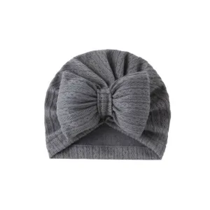 Baby Girl Embellish Bow Turban in Charcoal