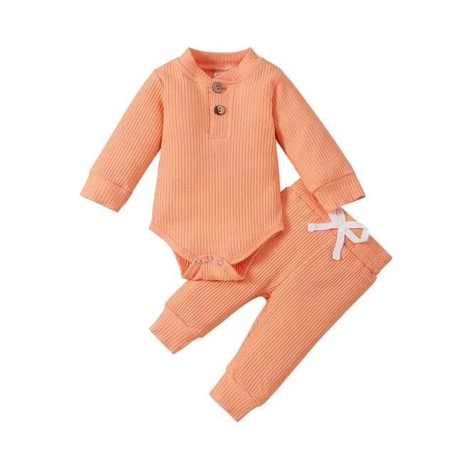 Baby Lounge Set, Ribbed Cotton - 18 Colours