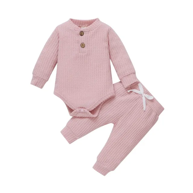 Baby Lounge Set, Ribbed Cotton - 18 Colours