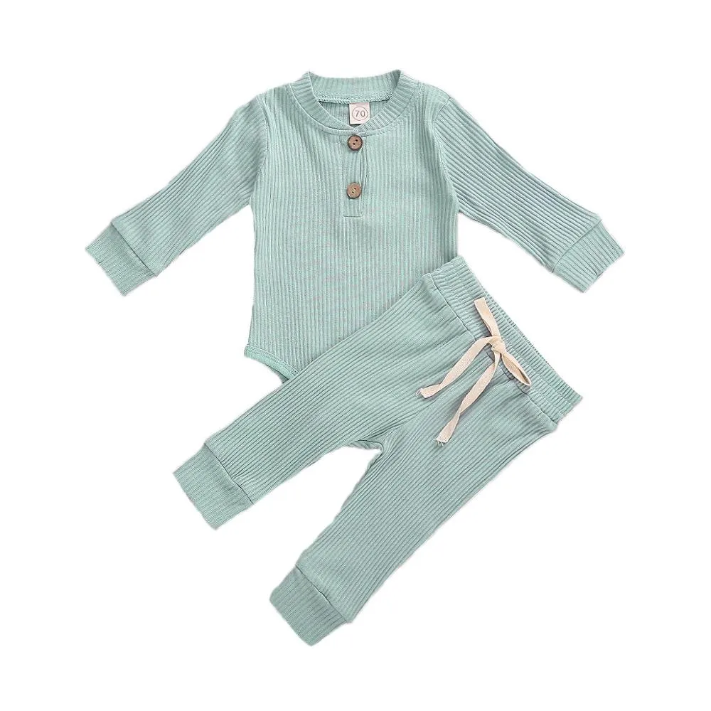 Baby Lounge Set, Ribbed Cotton - 18 Colours