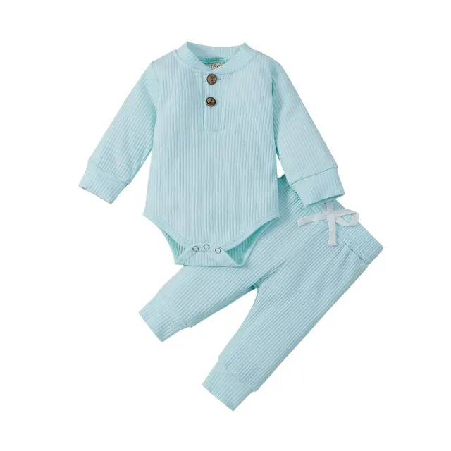 Baby Lounge Set, Ribbed Cotton - 18 Colours