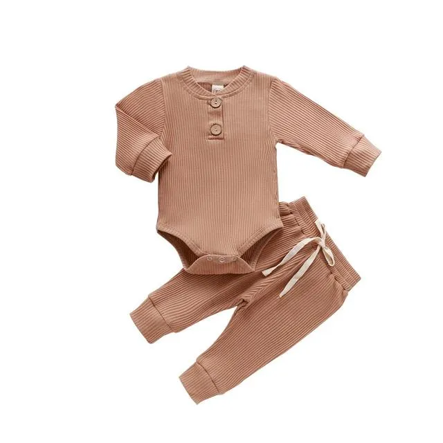 Baby Lounge Set, Ribbed Cotton - 18 Colours