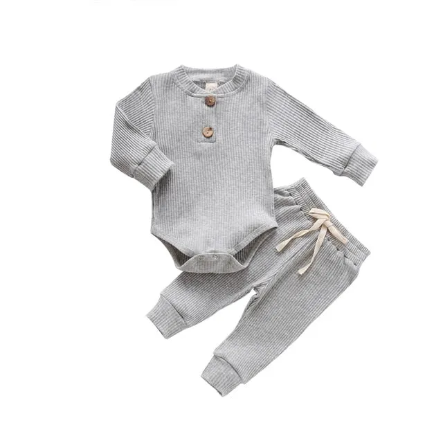 Baby Lounge Set, Ribbed Cotton - 18 Colours