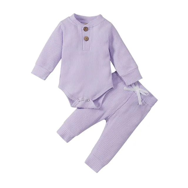 Baby Lounge Set, Ribbed Cotton - 18 Colours