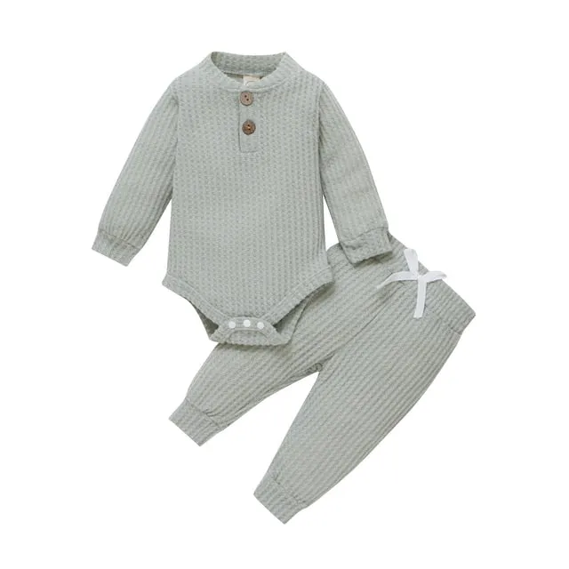 Baby Lounge Set, Ribbed Cotton - 18 Colours