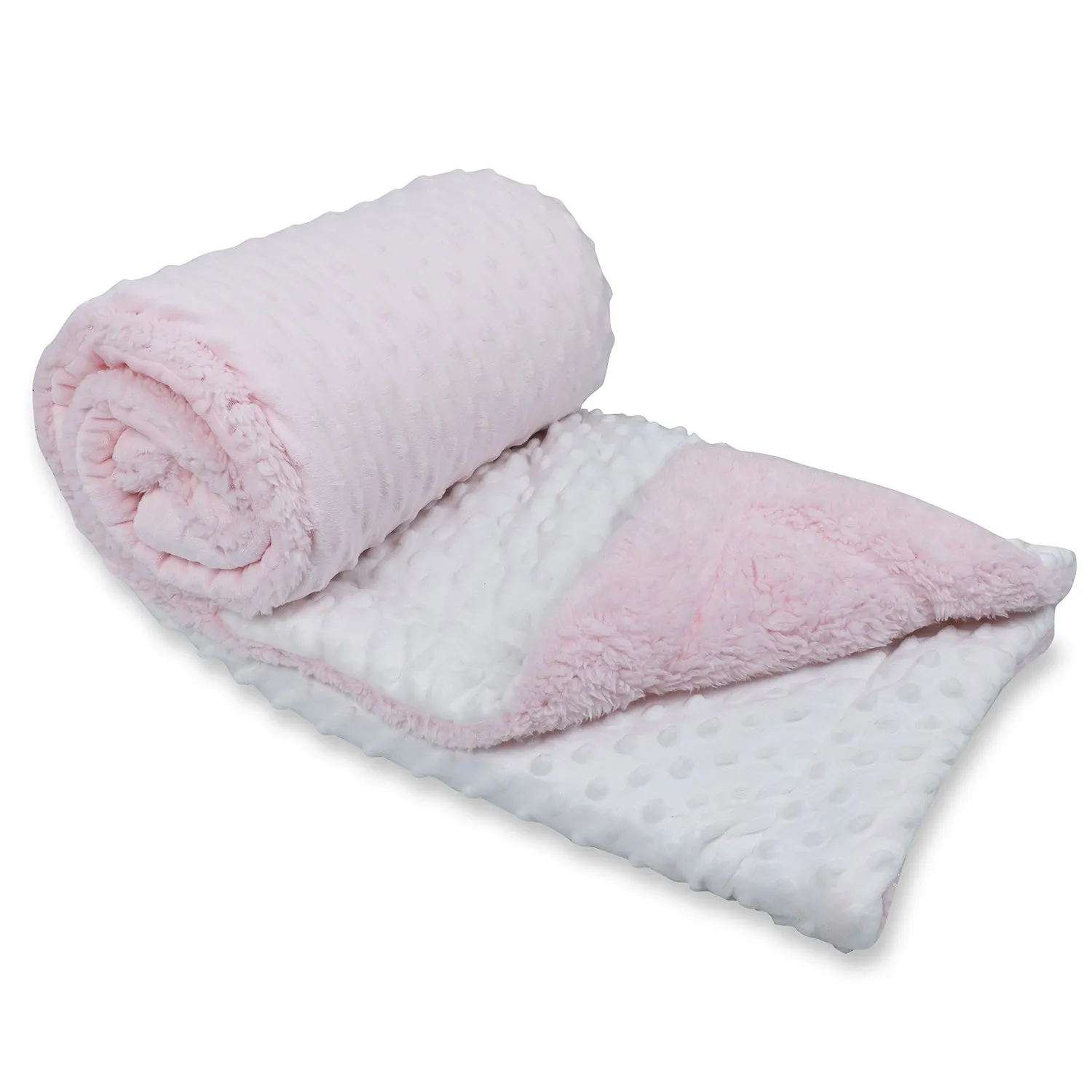 Baby Moo Bear In Pram Snuggly Bubble Blanket - Pink