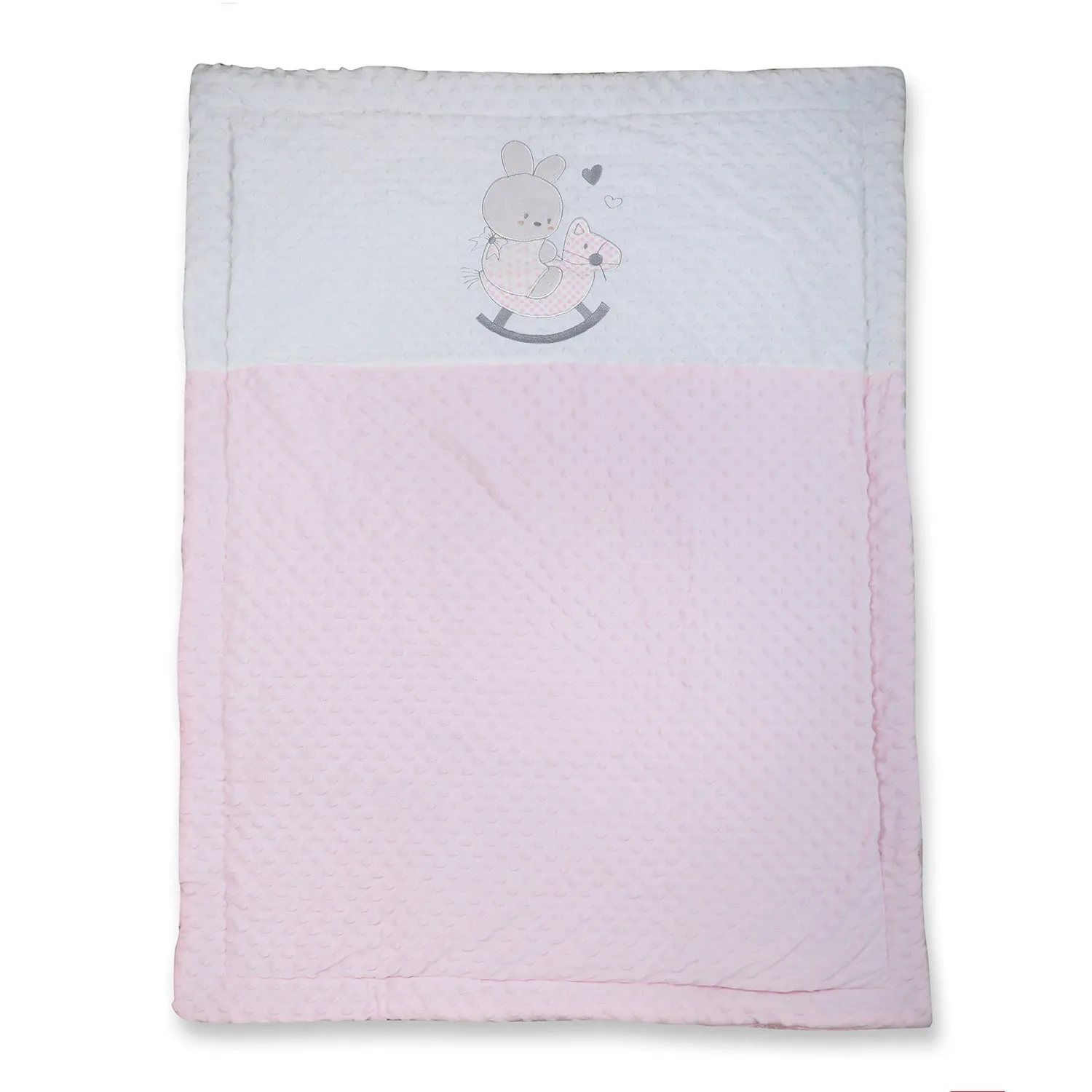 Baby Moo Bear In Pram Snuggly Bubble Blanket - Pink