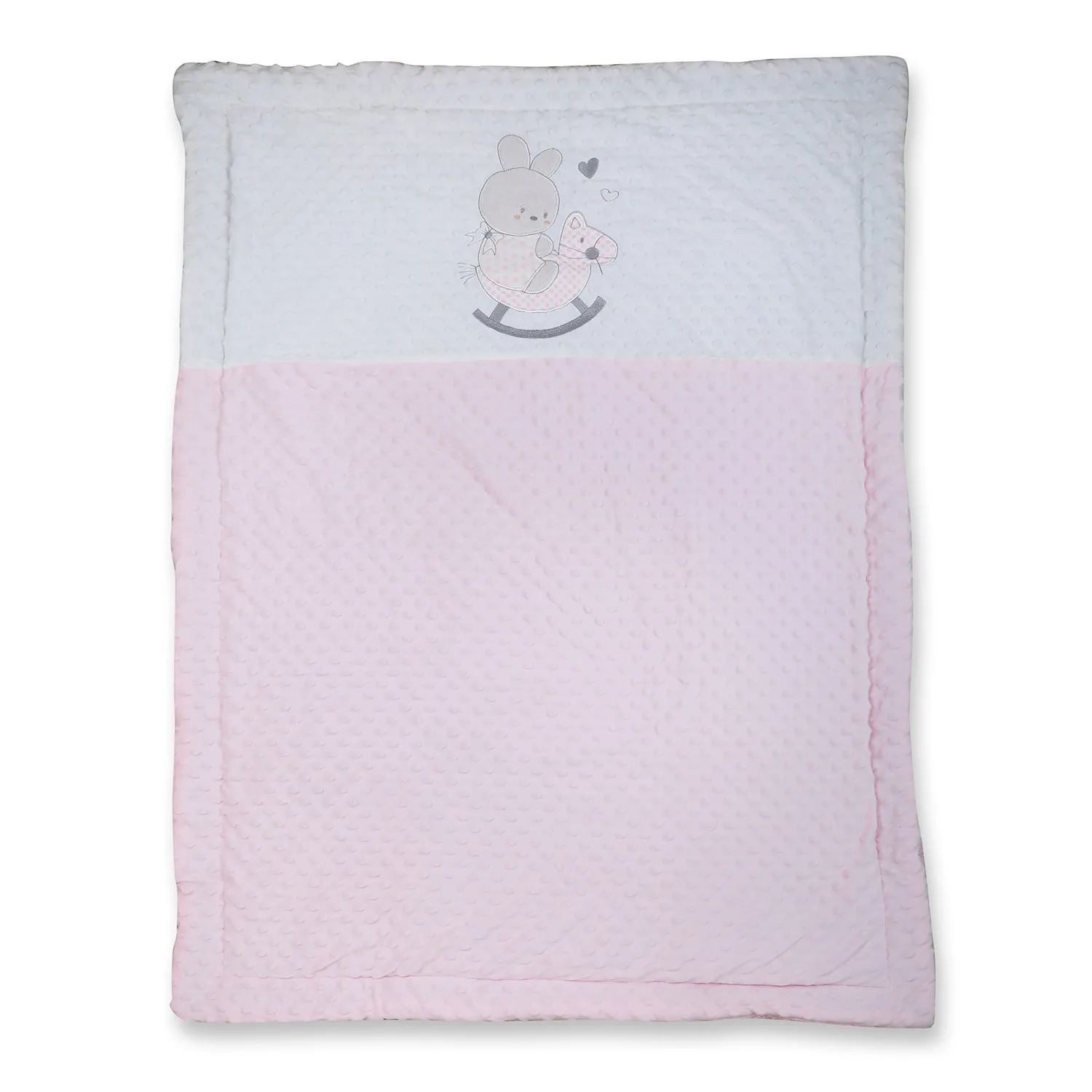 Baby Moo Bear In Pram Snuggly Bubble Blanket - Pink