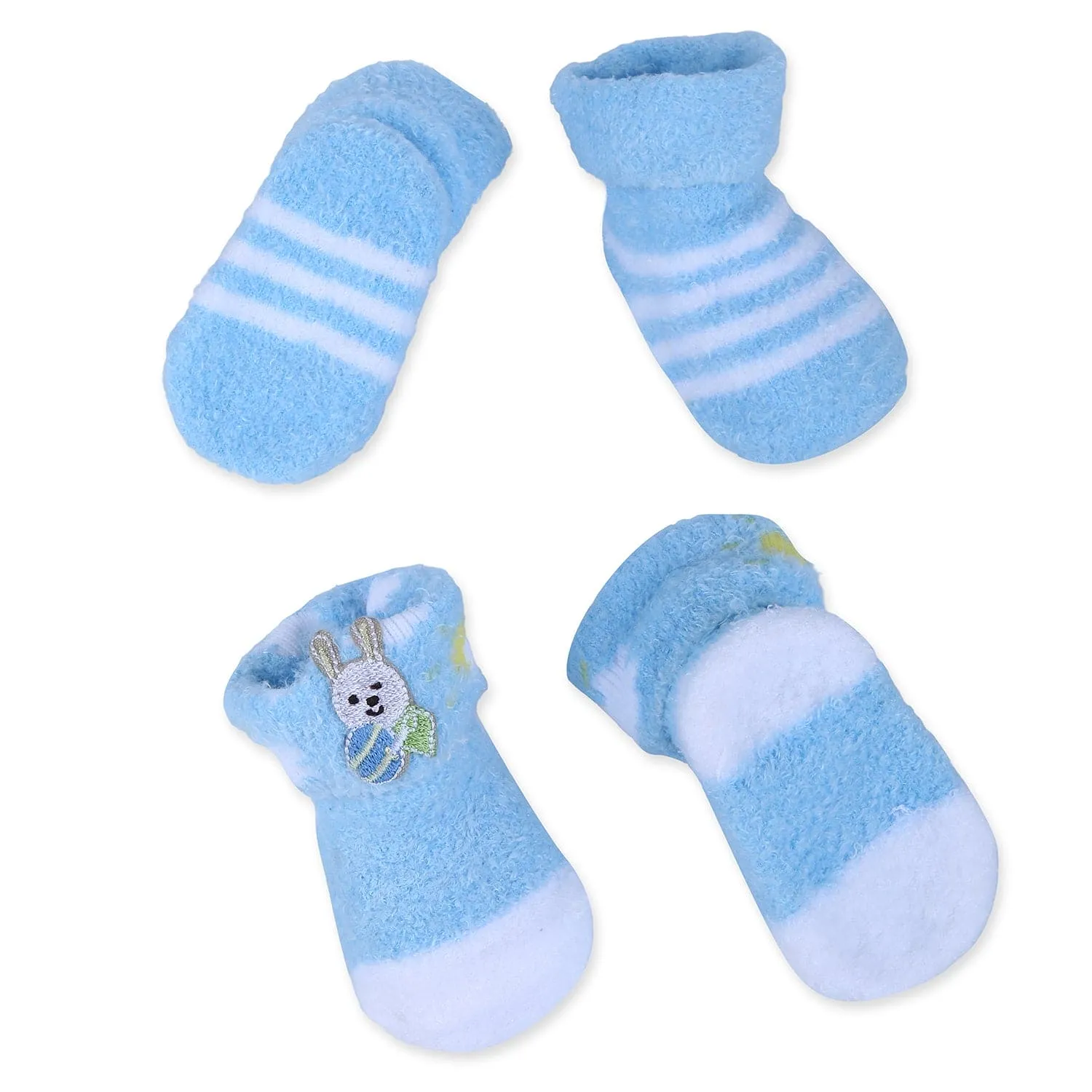 Baby Moo Bunny Stripes Newborn Breathable Infant Cotton Socks - Blue