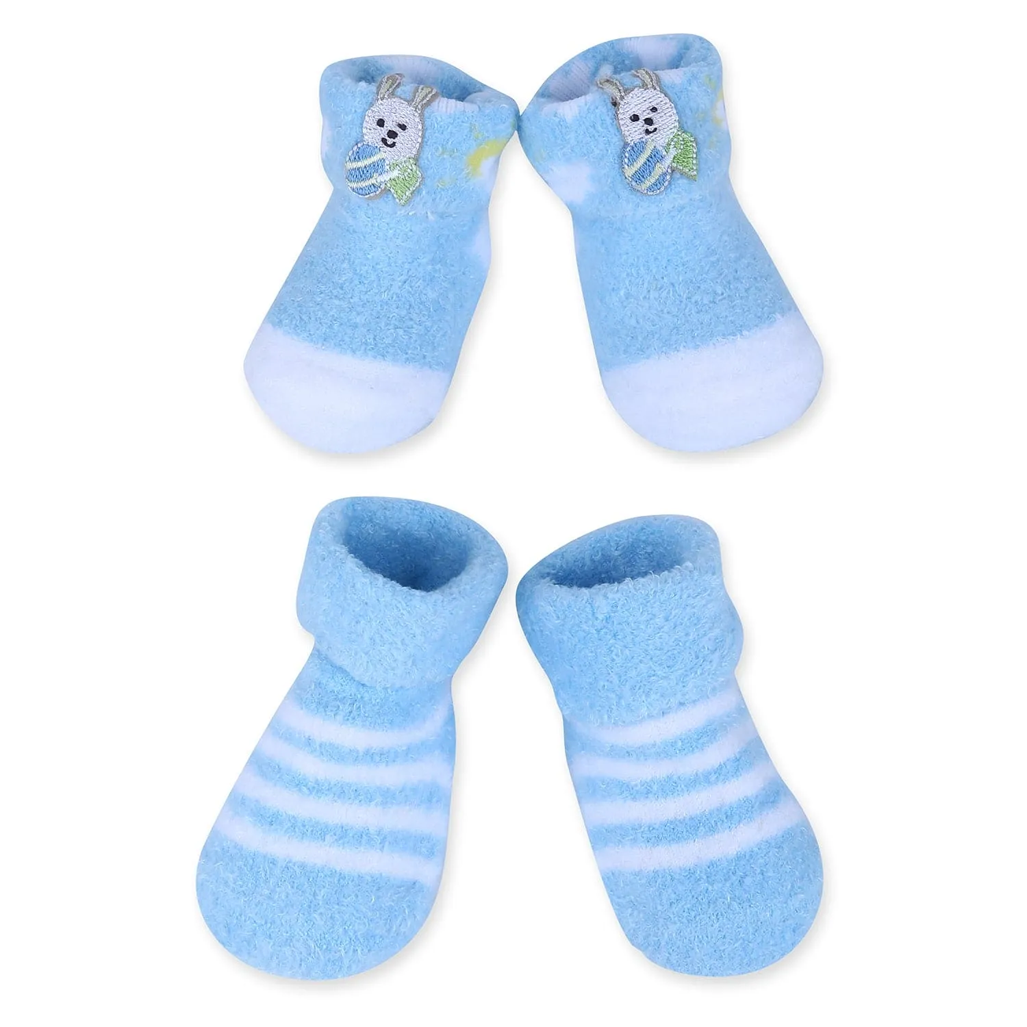 Baby Moo Bunny Stripes Newborn Breathable Infant Cotton Socks - Blue