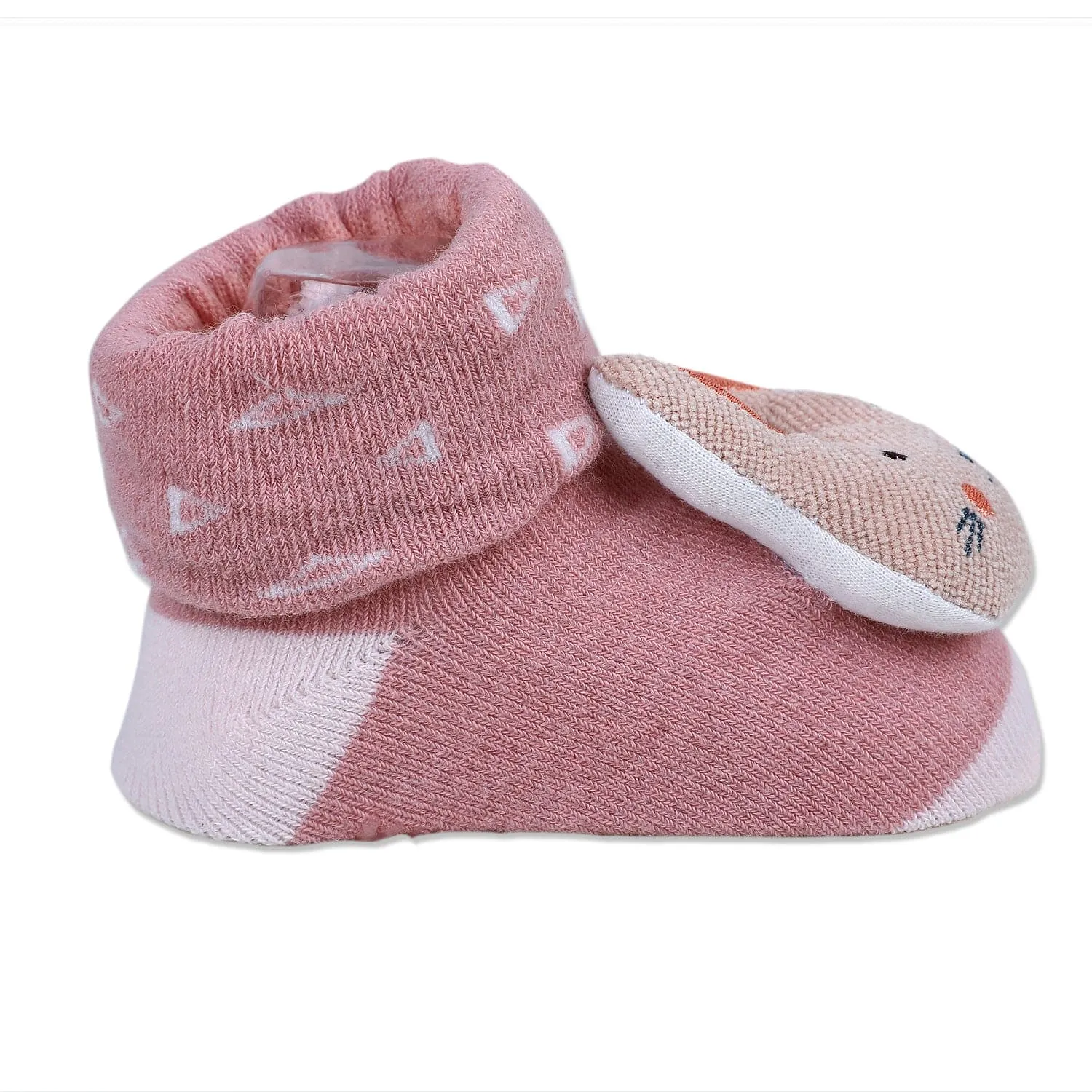 Baby Moo Cuddly Bunny Cotton Anti-Skid 3D Socks - Pink