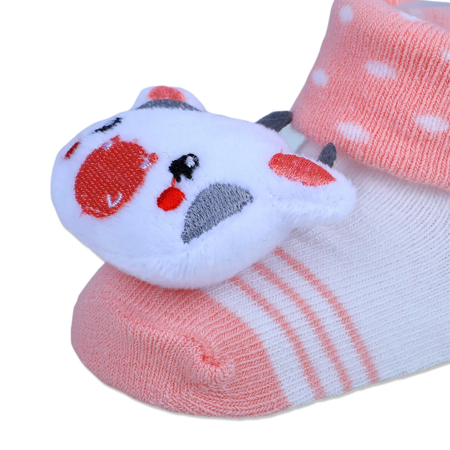 Baby Moo Cute Cow Cotton Anti-Skid 3D Socks - Peach