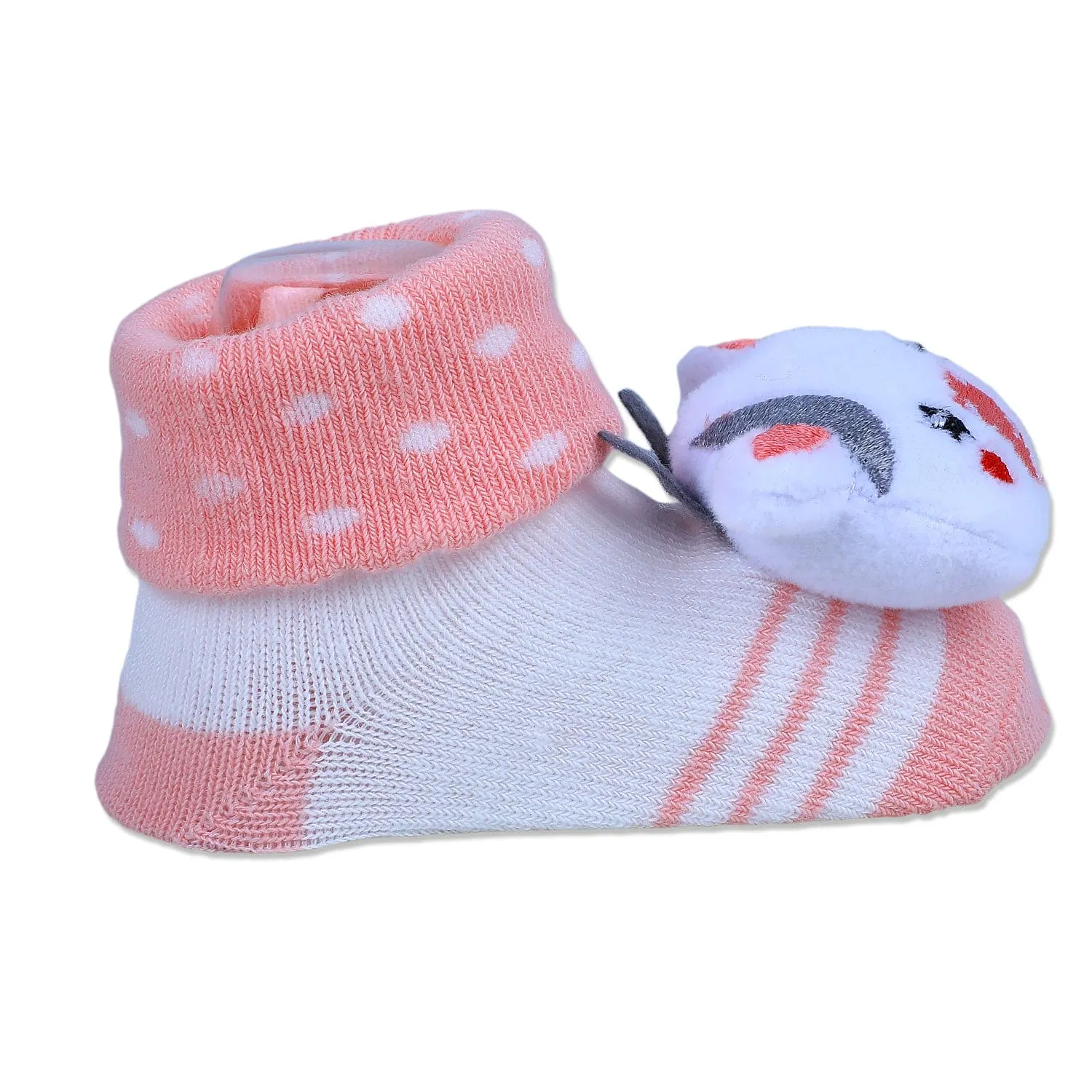 Baby Moo Cute Cow Cotton Anti-Skid 3D Socks - Peach