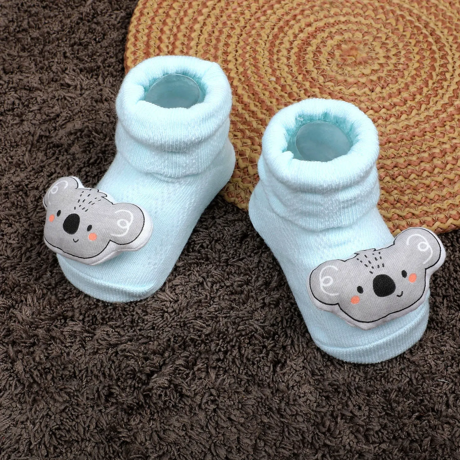 Baby Moo Cute Koala Cotton Anti-Skid 3D Socks - Blue