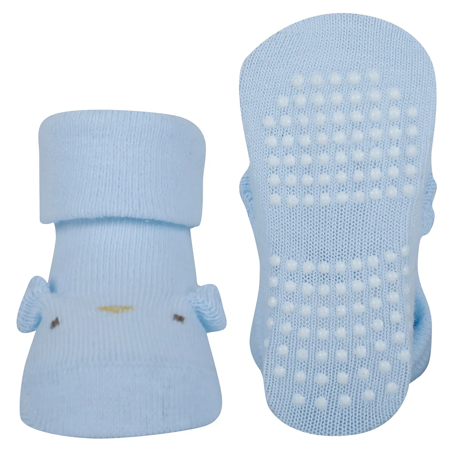 Baby Moo Dog 3D Anti-Skid Socks Booties Pack of 3 - Blue