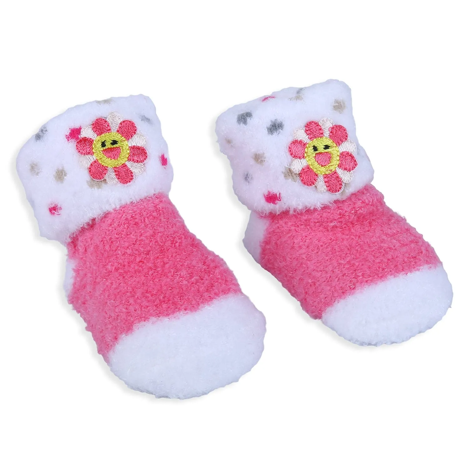 Baby Moo Floral Stripes Newborn Breathable Infant Cotton Socks - Pink