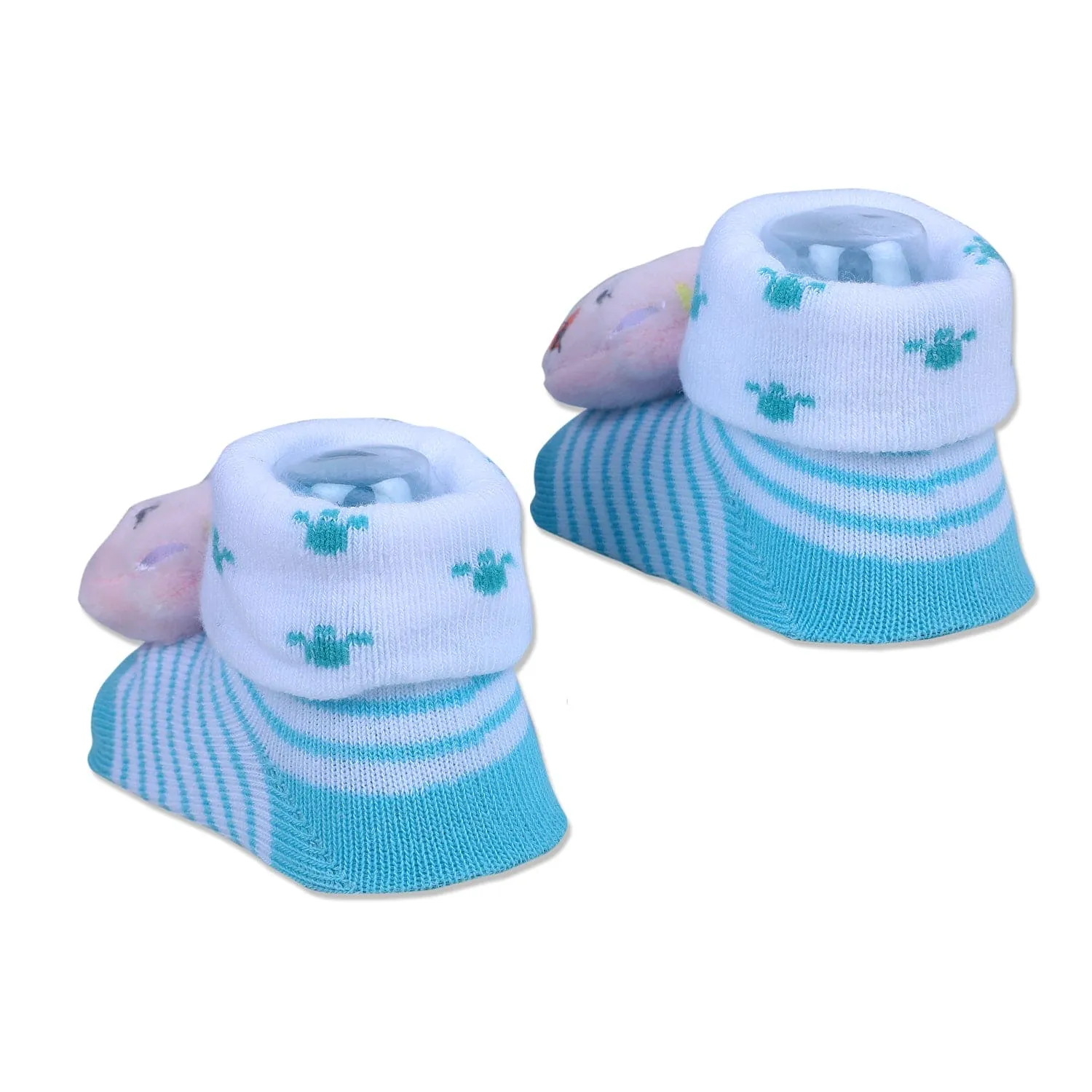 Baby Moo Naughty Cat Cotton Anti-Skid 3D Socks - Blue