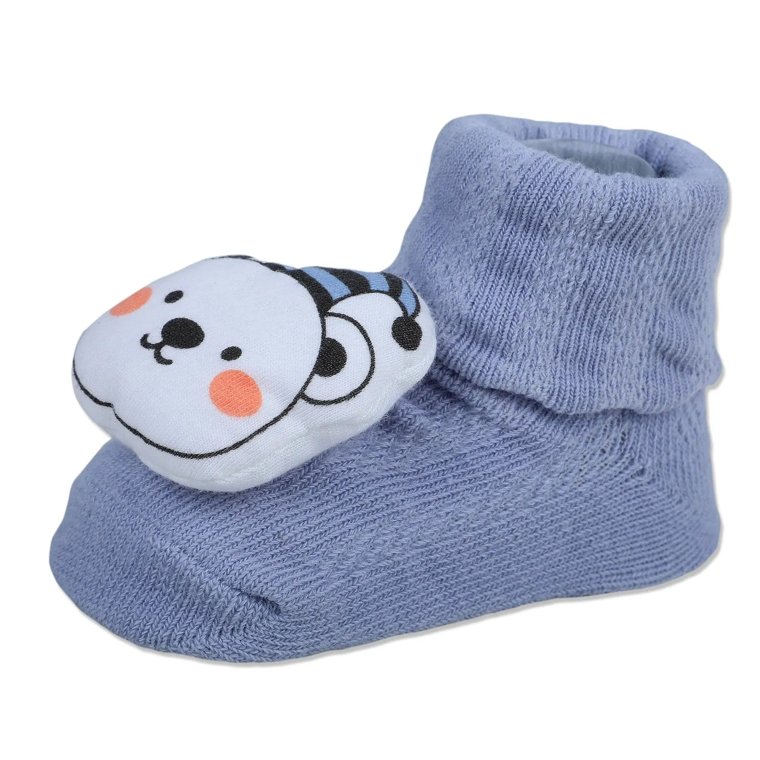 Baby Moo Party Panda Cotton Anti-Skid 3D Socks - Grey