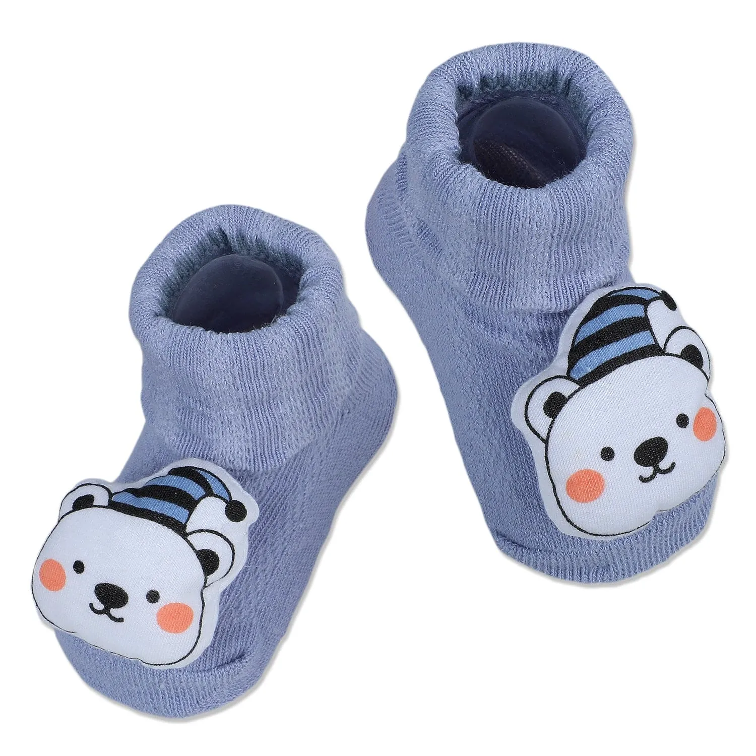 Baby Moo Party Panda Cotton Anti-Skid 3D Socks - Grey