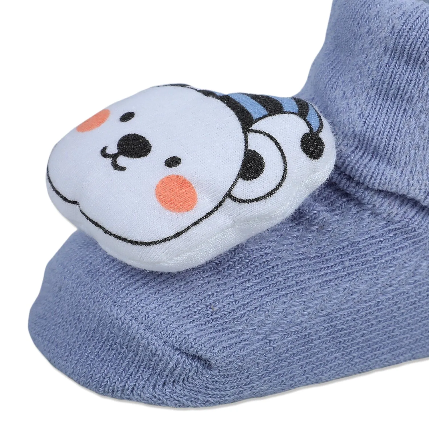 Baby Moo Party Panda Cotton Anti-Skid 3D Socks - Grey