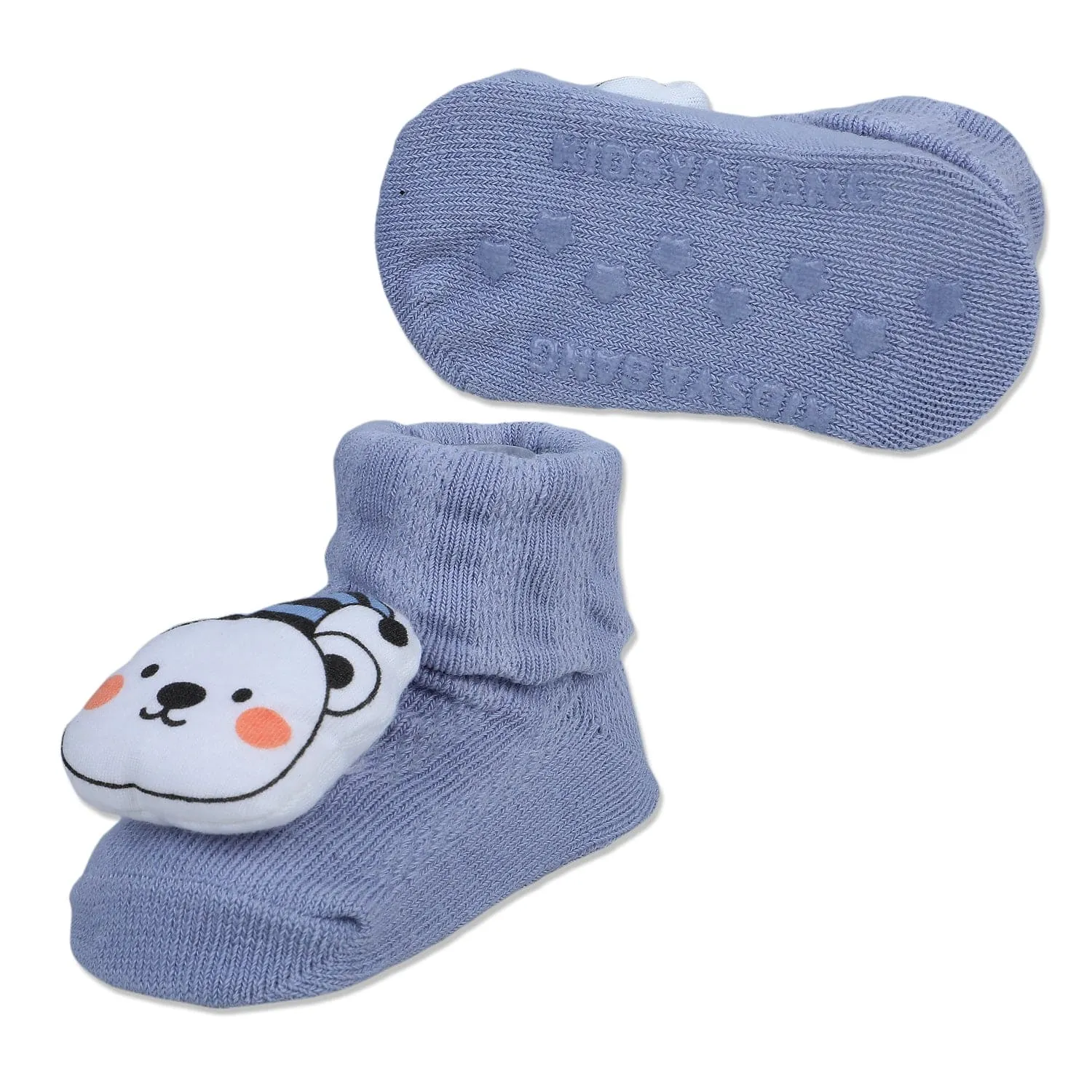 Baby Moo Party Panda Cotton Anti-Skid 3D Socks - Grey