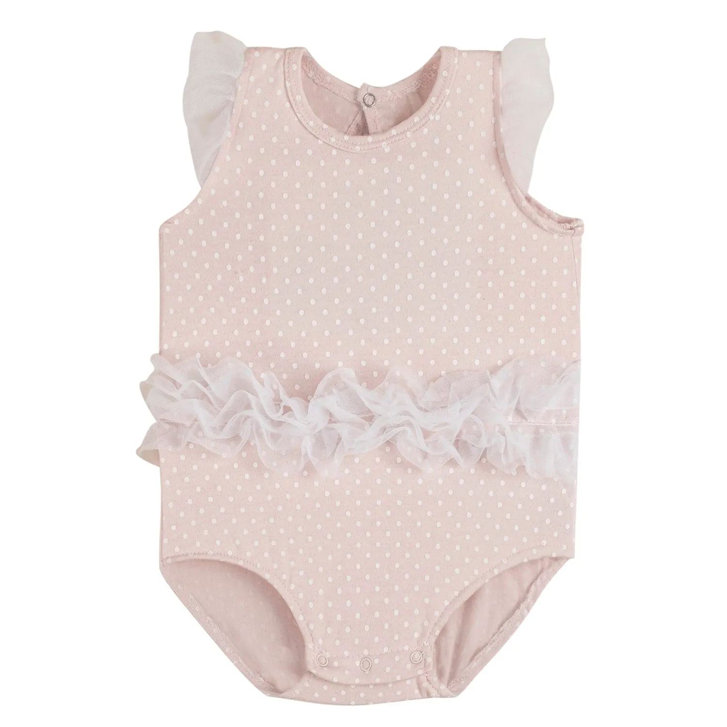 Baby Moo Polka Dotted Gift Set 3 Piece With Bodysuit, Socks And Headband - Peach