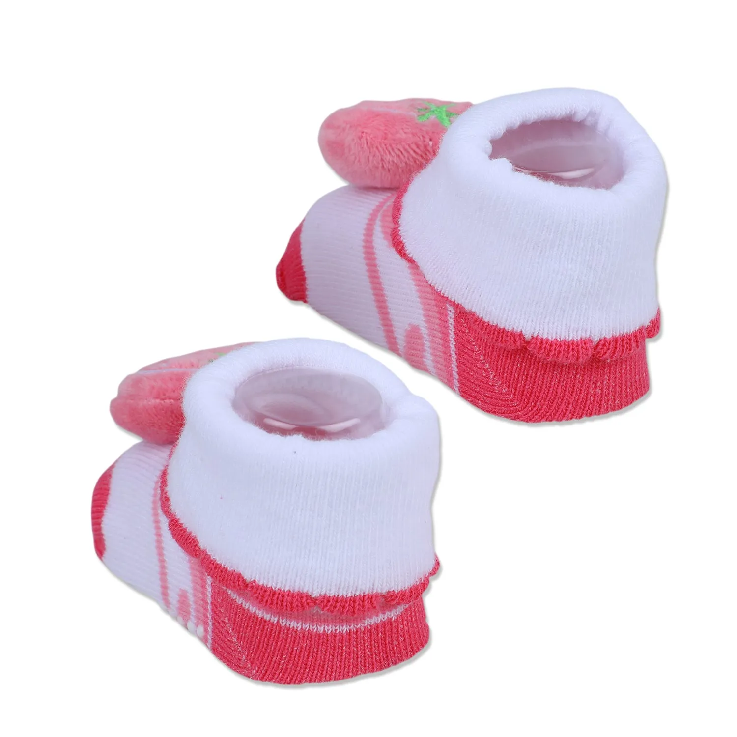 Baby Moo Strawberry Cotton Anti-Skid 3D Socks - Pink