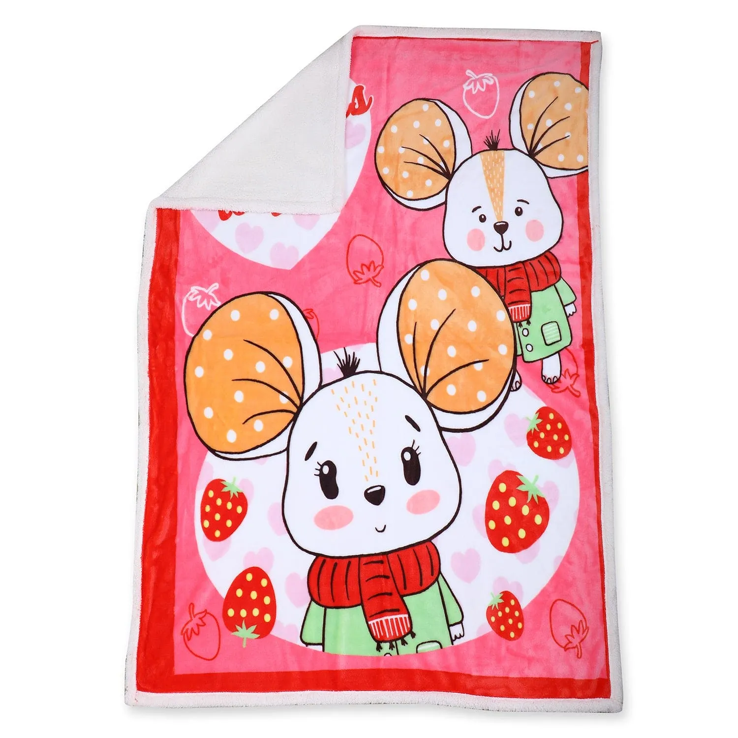 Baby Moo Strawberry Rabbit Super Soft Swaddling All Season Blanket - Red