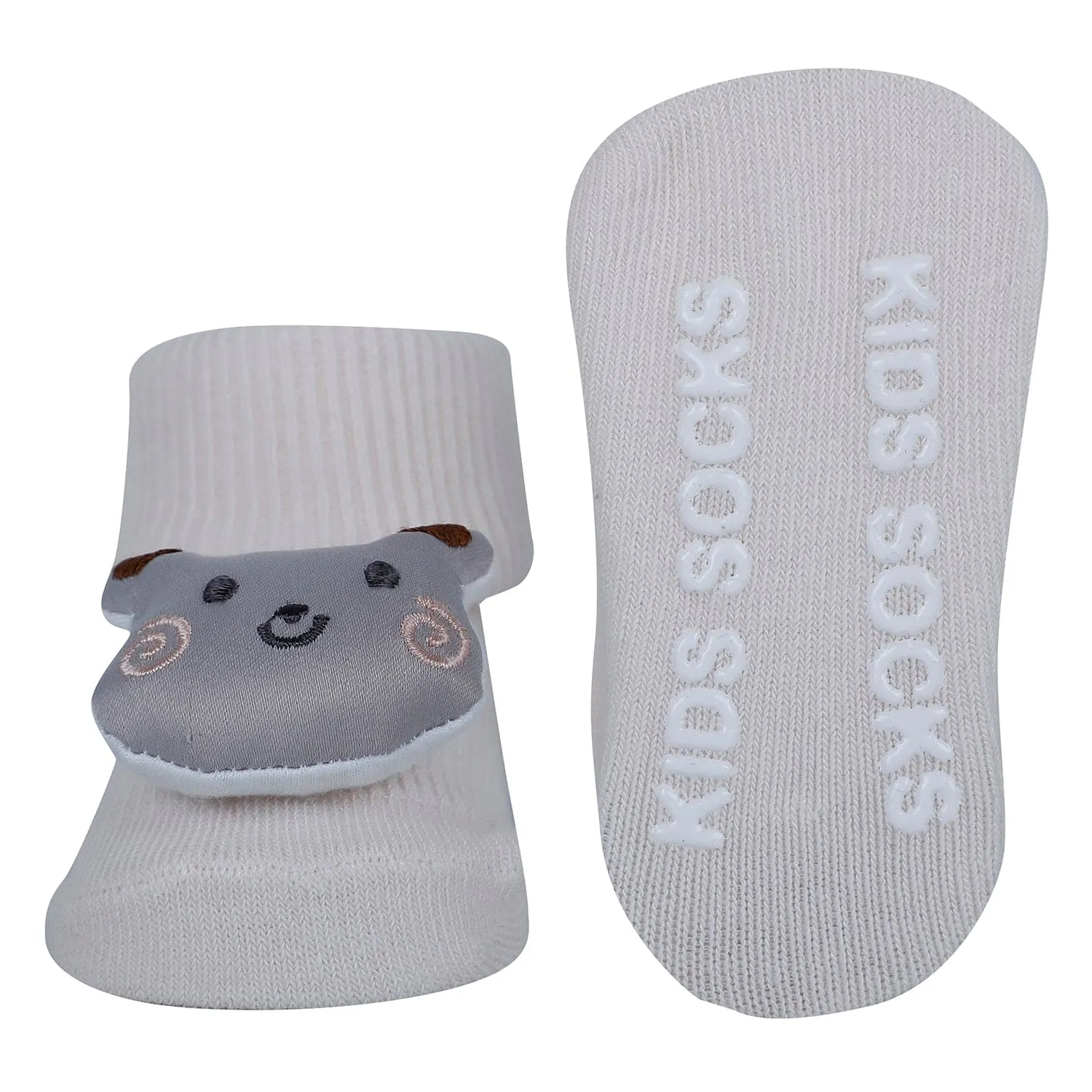 Baby Moo Unicorn 3D Rattle Anti-Skid Socks Booties Pack of 2 - Pink, Peach