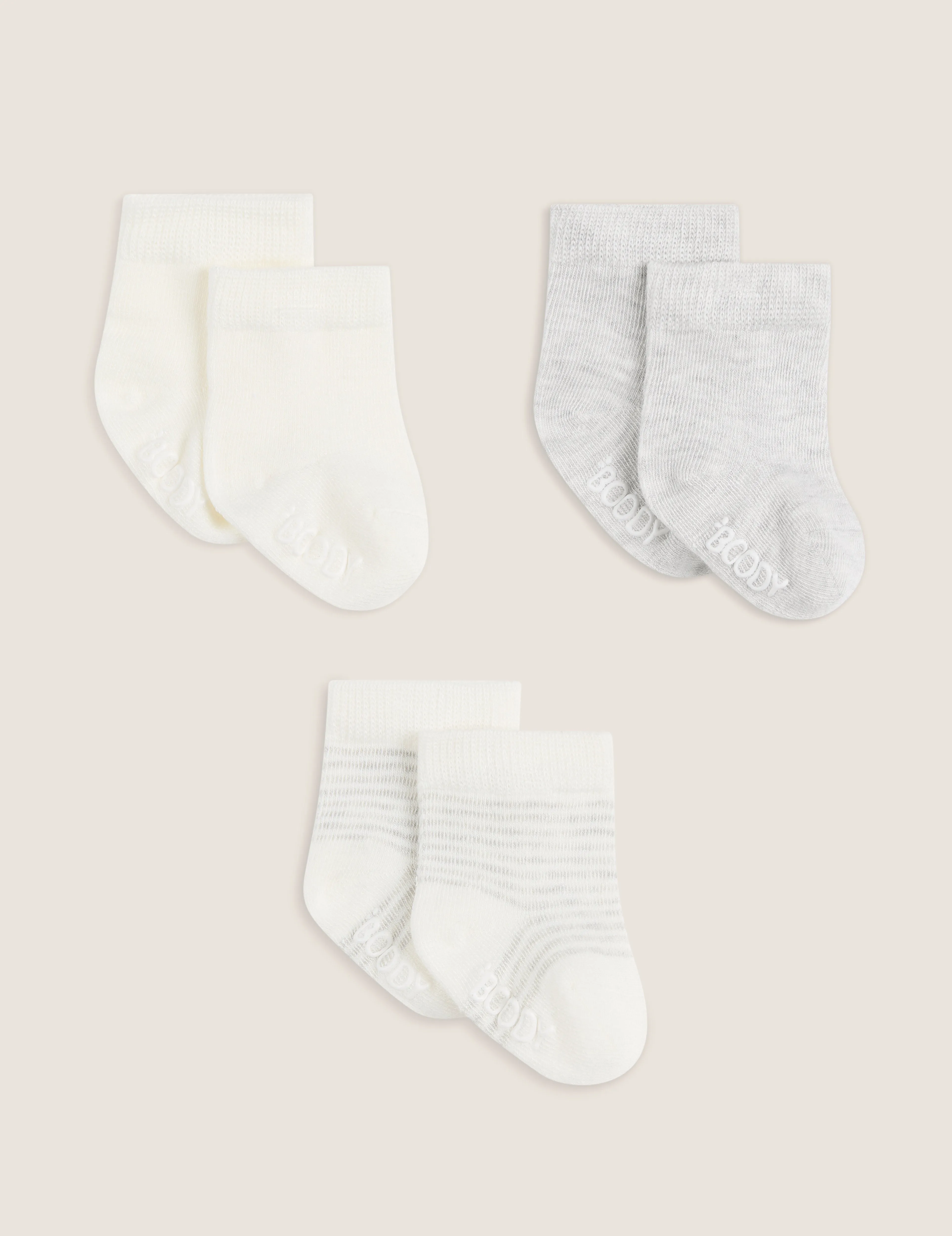 Baby Socks - Heather Grey, Natural White, Stripe