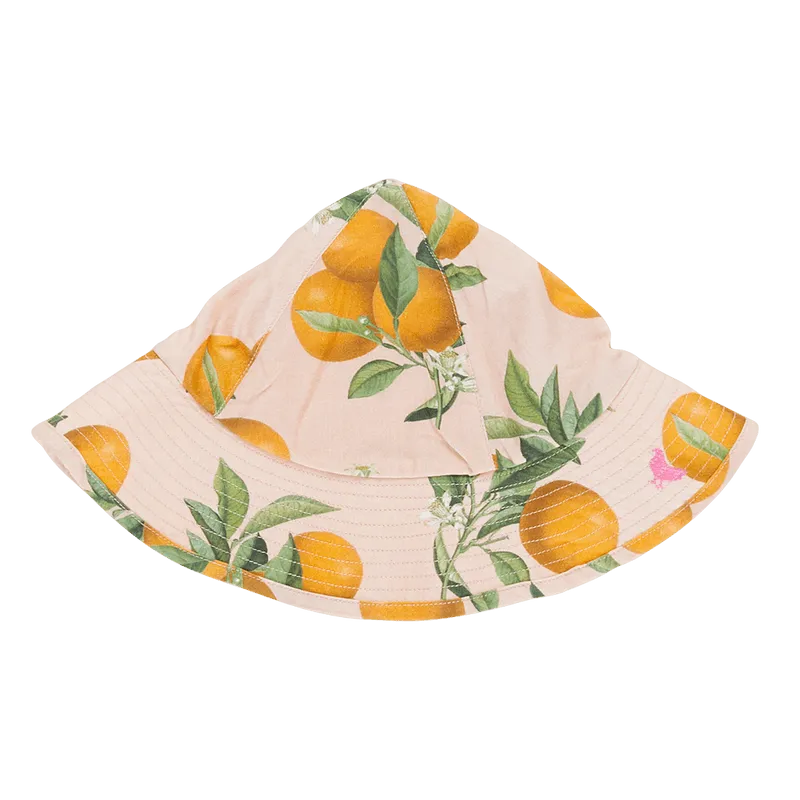 Baby Sunhat | Pink Botanical Oranges | Pink Chicken