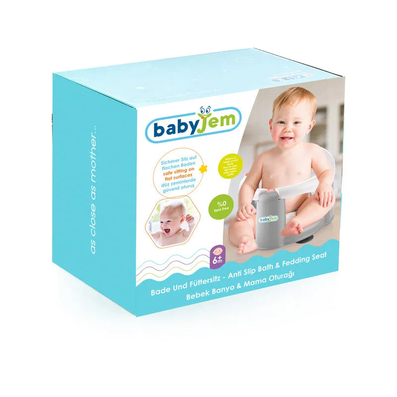 Babyjem Anti-Slip Baby Bath & Feeding Seat, 6  Months, Grey